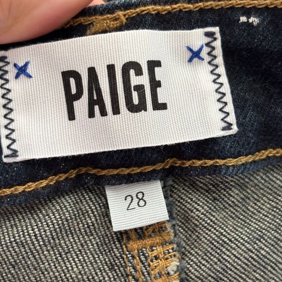 Paige Women Margot Shorts Jean Denim Raw Hem Cut Off Dark Wash Size 28 D135 - Picture 7 of 10